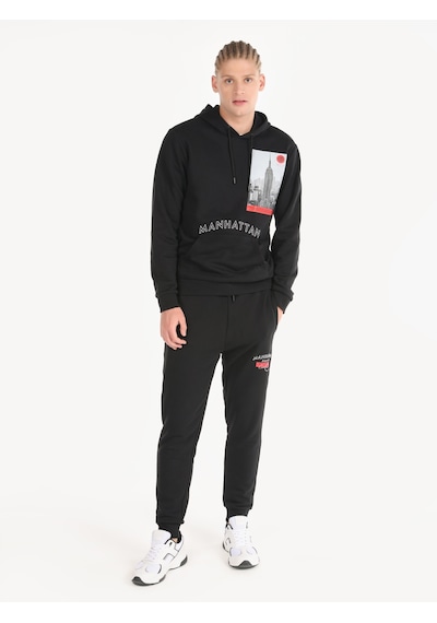 Colin's Colins Regular Fit Baskılı Kapüşonlu Siyah Erkek Sweatshirt Cl1064781 Siyah