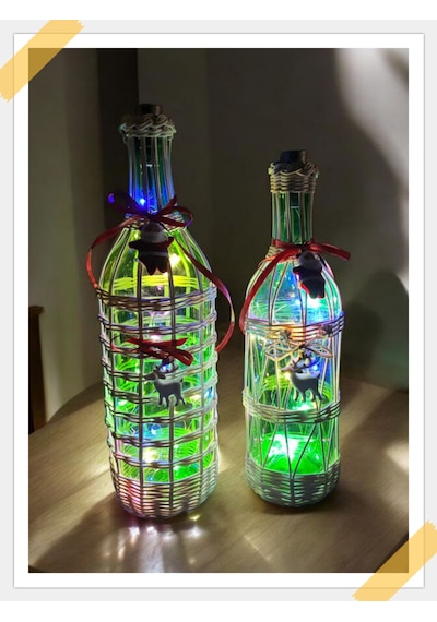 Peri Led Işıklı Bambu Şişe Noel Temalı