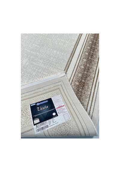 Merinos Vista Krem Kahverengi Çerçeveli %100 Akrilik Yumuşak Dokulu Salon Oturma Odası Halısı 79319-80