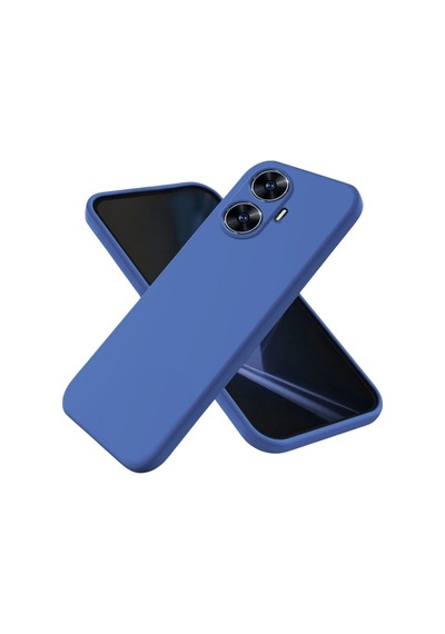 Realme C55 Uyumlu Silikon Kılıf - Kamera Korumalı Esnek Pastel Renk Kapak - Lacivert