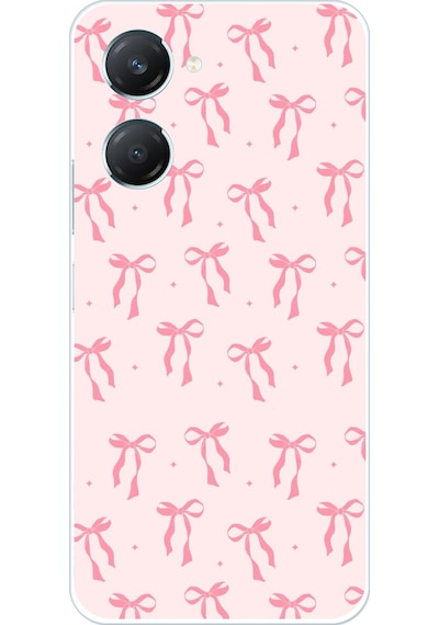 Vivo Y18 Uyumlu Soft Pembe Fiyonk Desenli Baskılı Silikon Kılıf Renkli
