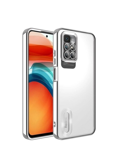 Xiaomi Redmi 10 Kılıf Kamera Korumalı Logo Gösteren Zore Omega Kapak Gümüş