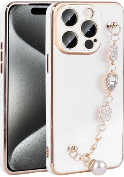 Apple Uyumlu iPhone 15 Pro Max Kılıf El Tutamaçlı Kamera Korumalı Zore Taka Silikon Kapak Beyaz