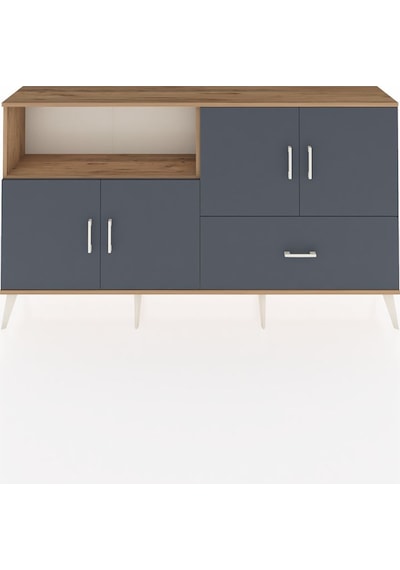 Arges Konsol 4 Raflı Tek Çekmeceli 4 Kapaklı 176x30x99 Çam-antras Çam-antrasit Arges Konsol 4 Raflı Tek Çekmeceli 4 Kapaklı 176x30x99 Çam-antras Çam-antrasit