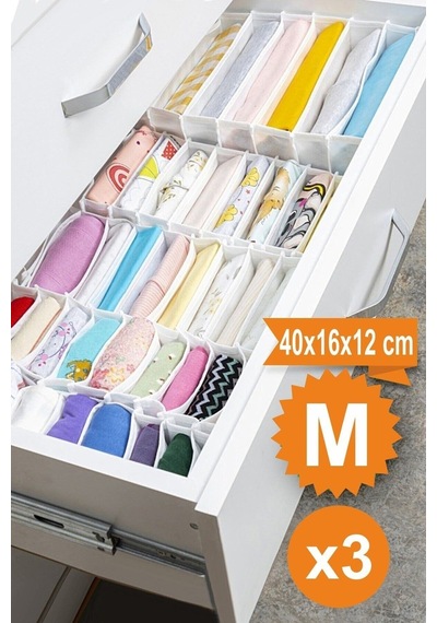 3 Adet Çekmece Içi Akordiyon Organizer-16x43x14 Cm 3 Adet... Kumaş Diğer