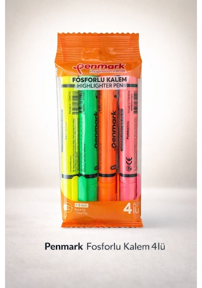 Penmark Kalem Tipi Fosforlu 4lü Set Çok Renkli