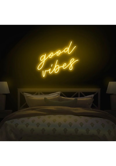 Good Vibes Yazılı Neon Tabela Sarı