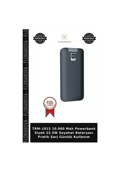 Trm-1013 10.000 Mah Powerbank Siyah 22.5w Seyahat Bataryası Pratik Şarj Günlük Kullanım Çok Renkli