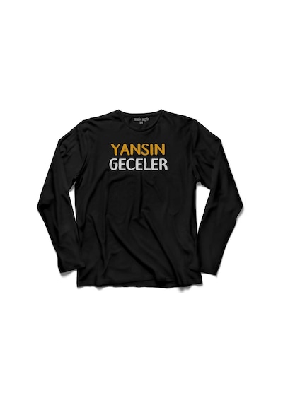 Yansın Geceler Espirili Eğlenceli Uzun Kollu Tişört (512924581)