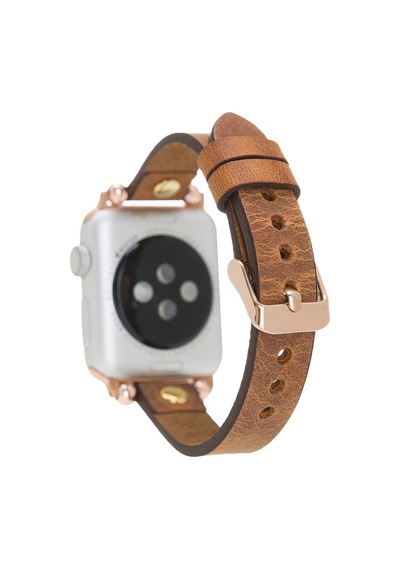 Apple Watch Uyumlu Deri Kordon 38-40-41mm Gt G19 Taba