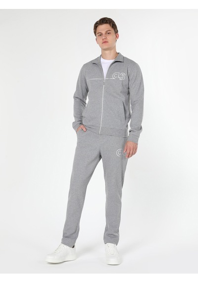 Colin's Slim Fit Fermuarlı Baskılı Gri Erkek Ceket CL1059647_Q1.V2_MGA Gri Melanj