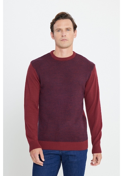 AC&Co / Altınyıldız Classics Erkek Bordo Laci Standart Fit Normal Kesim Bisiklet Yaka Petek Desenli Triko Bordo AC&Co / Altınyıldız Classics Erkek Bordo Laci Standart Fit Normal Kesim Bisiklet Yaka Petek Desenli Triko Bordo
