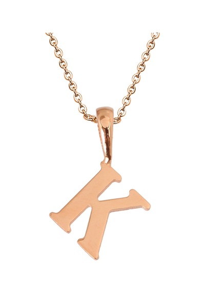 Kuyumcudukkani Zincirli Rose Altın Renk "k" Harfli Kolye Rose Gold