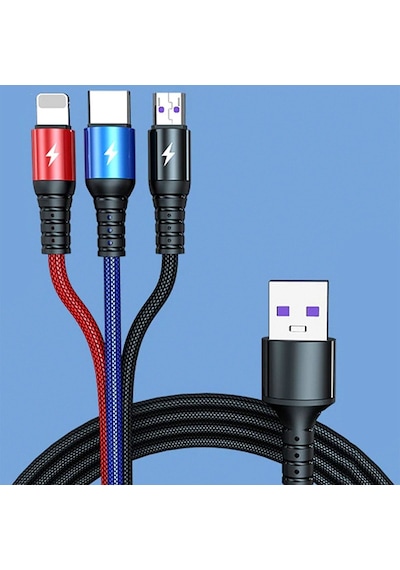 Telefonlara Uyumlu Type-c Micro Lightning 3lü Şarz Kablo Universl