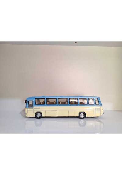 1:24 Ölçek 25 Cm Mercedes-benz O302 Sesli Işıklı Metal Model Otobüs Mavi Renk