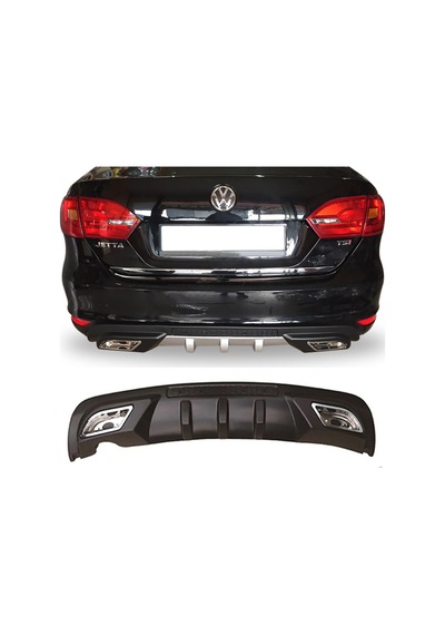 Vw Jetta Mk6 Uyumlu Difüzör Difizör Siyah + Kare Egzoz Görünüm C Tip 2010-2018