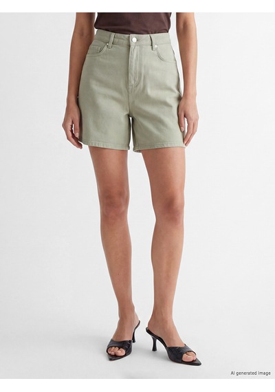 Lcwaıkıkı Classic Yeşil Yüksek Bel Bermuda Fit Kadın Jean Şort