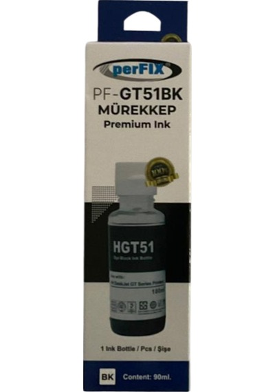 Perfıx Hp Gt51bk X4e40ae Siyah Şişeli Mürekkep 90ml