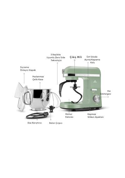 Karaca Mastermaid Chef Pro 1750 W Çift Kollu Stand Mikser