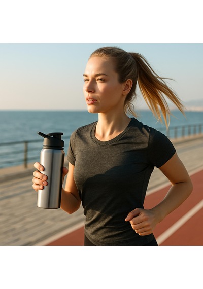 Perlotus 700 Ml Çelik Sporcu Matara Sıcak-soğuk Tutmaz Askı Kapaklı Suluk Gri