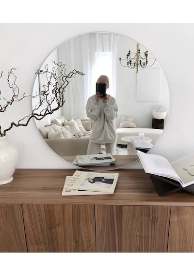 Ayna / Yuvarlak Ayna / Dekoratif Ayna / Banyo Aynası/konsol Aynası/45 Cm Çapında 45 X 45 Gümüş Anthome45 Gümüş