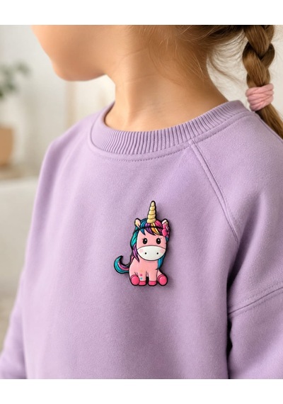Sevimli Unicorn Figürlü Çocuk Rozeti Renkli Çanta Ve Kıyafet Aksesuarı Gri 11800378
