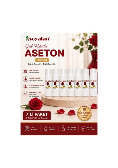 Gül Kokulu Aseton 100 Ml 7'li Hızlı Ve Etkili Oje Temizleyici