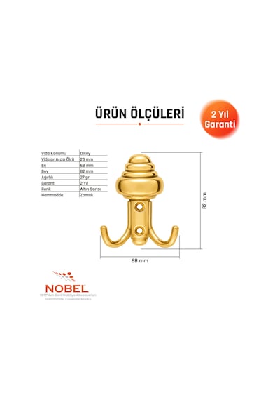 Sarikli Askı, Metal Vestiyer Askısı, Altin, Duvar Ve Dolap Askılığı 5'li Set Vidalı Altın