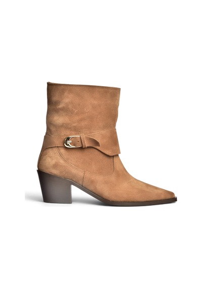Fox Shoes Z654037761 Vizon Hakiki Deri Süet Alçak Topuklu Western Kadın Bot
