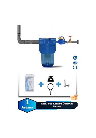 Sumarkt Atlantis Daire Bina Girişi 5 İnch 1 Aşama Su Arıtma Yumuşatma Cihazı Koku,klor Önleyici Set