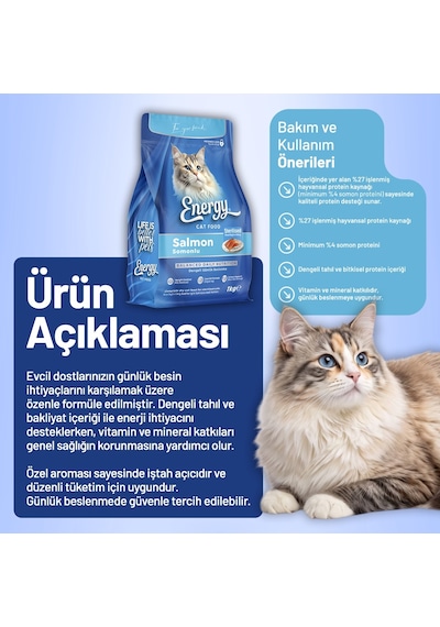 Cat Food Energy Somonlu Kısırlaştırılmış Kedi Maması - 3 Adet