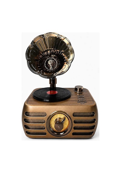 Nostaljik Şarjlı Bluetooth Fm Radyo &amp Işıklı Gramofon Hoparlör Rt-704 Evimdeyokyok