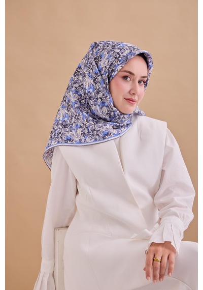 Silk Home Twill İpek Eşarp 11477-54 Ekru, Antrasit, Metalik Gri, Gümüş, Mavi