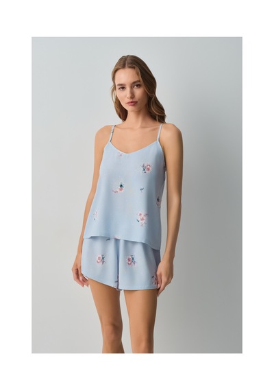 Suwen Bliss Atlet Şort Pijama Takımı Wsh10910022348 Mavi