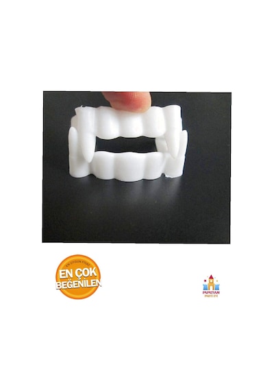 Vampir Dişi Takma Set - Beyaz Renk, Çift Damaklı, Oyuncak Plastik Şaka Dişi - 2 Adetlik Paket Tüm Yaşlar