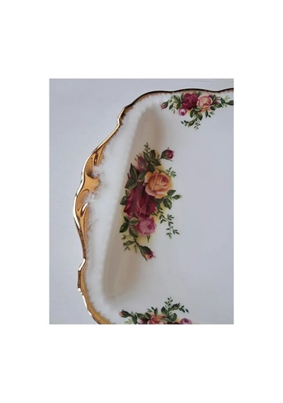 Old Country Roses İngiliz Antika Porselen Tepsi Kırmızı-beyaz