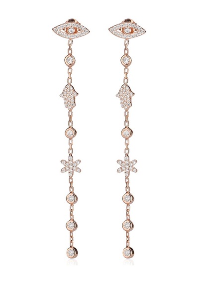 Emılıano Jewellery 925 Ayar Gümüş Zirkon Taşlı Karışık Kolye Gold - Gümüş