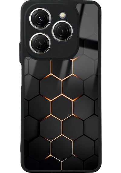 Tecno Spark 20 Pro Yellow Carbon Tasarımlı Glossy Telefon Kılıfı Çok Renkli