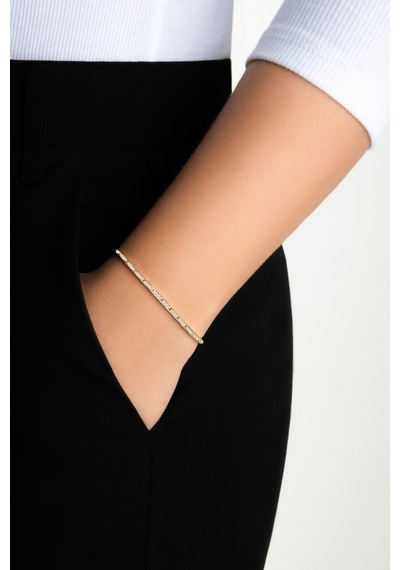 İtalyan Zincir 18 Ayar Sarı Altın Kaplama 19 Cm Gümüş Bileklik 77446353