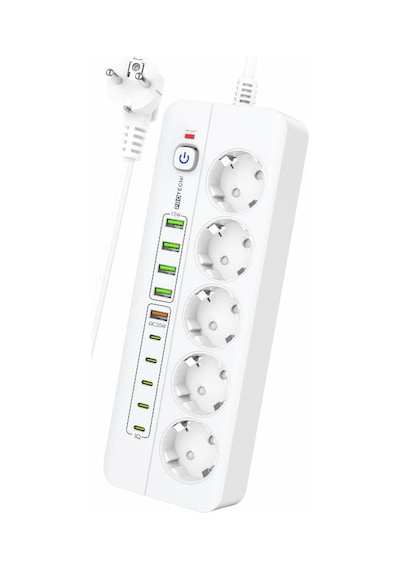 3000w Yeni Tasarım Akım Korumalı 5 Usb'li Ve 5 Type-c Li 5'lı Grup Priz 2 M Uzatma Kablosu Beyaz 2 M 3000w Yeni Tasarım Akım Korumalı 5 Usb'li Ve 5 Type-c Li 5'lı Grup Priz 2 M Uzatma Kablosu Beyaz 2 M