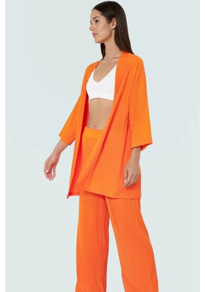 Ersefa Yazlık Kadın Kimono Pantolon Takım Rahat Şık Ve Çok Yönlü Trend T Turuncu