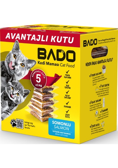 Bado Yetişkin Kedi Maması Somonlu 5x1kg