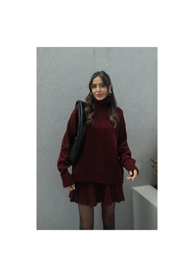Cloudy Kids Kadın Pileli Mini Etek Balıkçı Yaka Kazak Alt Üst Premium Triko Takım Bordo - 663656990 Bordo Cloudy Kids Kadın Pileli Mini Etek Balıkçı Yaka Kazak Alt Üst Premium Triko Takım Bordo - 663656990 Bordo