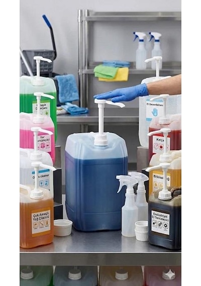 Selanikli 5 Litre Bidon Pompası 28+38 Kapak Deterjan - Sıvı Sabun - Dezenfektan Ketçap & Mayonez Beyaz