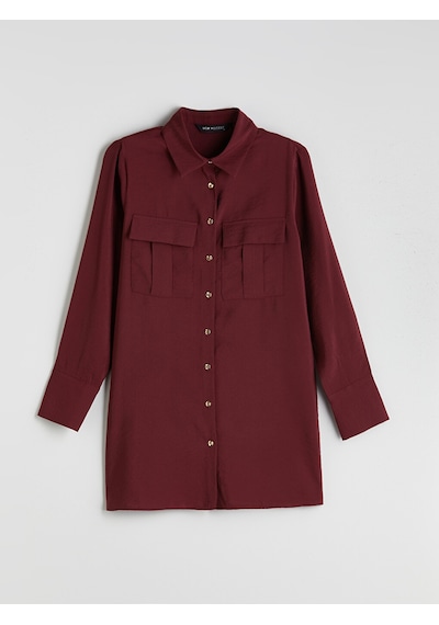 Lcw Modest Bordo Modal Karışımlı Kadın Gömlek Tunik