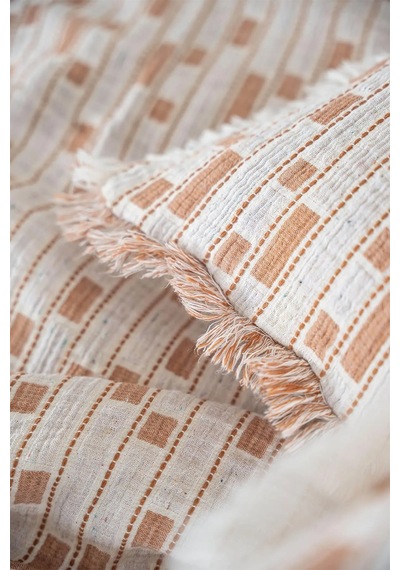 Ecocotton Merisa Terra %100 Organik Pamuk Müslin Çift Kişilik Pike Takımı Terrecota
