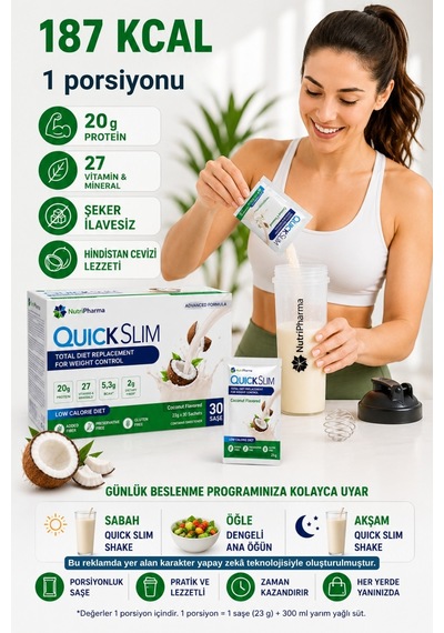 Quick Slim Öğün Yerine Geçen Shake-hindistan Cevizi-30 Saşe