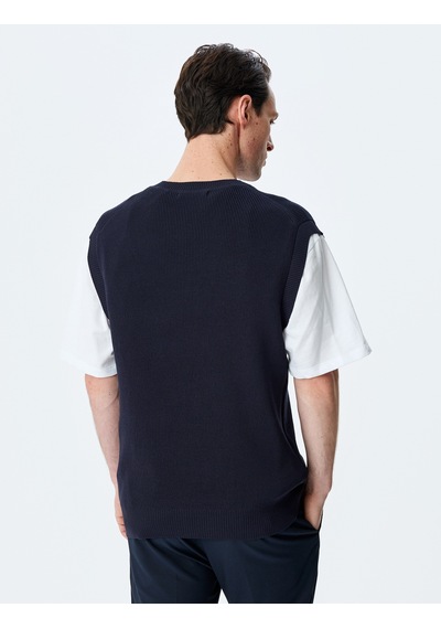 Koton V Yaka Regular Fit Viskon Karışımlı Triko Süveter Lacivert 5sam70013ht