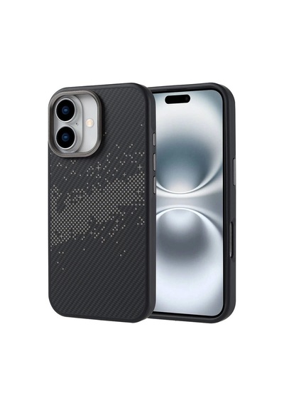Apple Uyumlu iPhone 16 Kılıf M-safe Şarj Özellikli Karbon Fiber Tasarımlı Zore Vave Kapak
