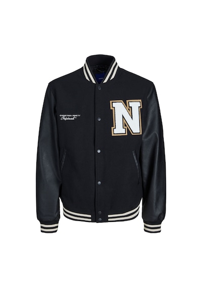Jack & Jones Harf İşlemeli Bomber Ceket - College 12241559 Black Siyah